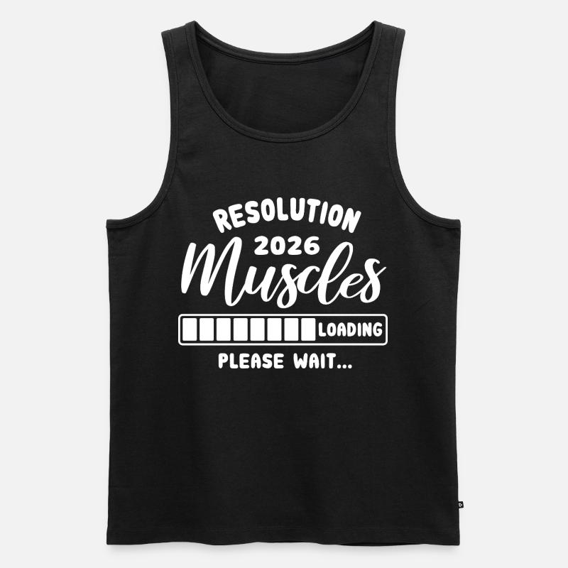 Resolution 2026 | Muscles Loading | Gym Outfit - Männer Premium Bio Tank Top - Schwarz