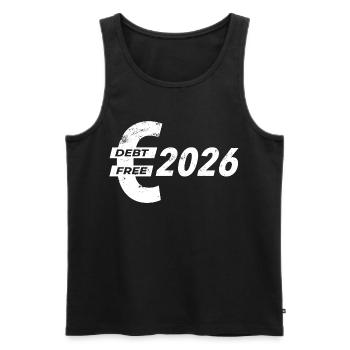 Sans dettes au Nouvel An | Résolutions du Nouvel An 2026 - Débardeur bio Premium Homme - noir - Devant - Michal (187cm)