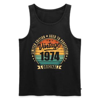 Vintage 1974 Anniversary Limited Edition 1974 - Männer Premium Bio Tank Top - Schwarz - Vorne - Michal (187cm)