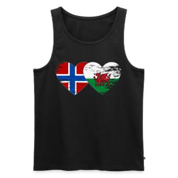 Cœur du drapeau norvégien du pays de Galles utilisé - Débardeur bio Premium Homme - noir - Devant - Michal (187cm)