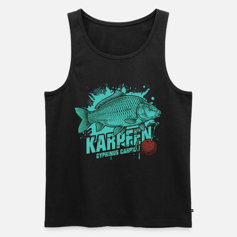 Karpfen – Der König des Sees - Männer Premium Bio Tank Top - Schwarz