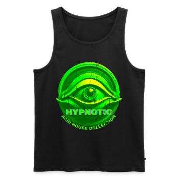 Hypnotic Eye 3D Acid House Techno Rave Glitch - Männer Premium Bio Tank Top - Schwarz - Vorne - AI Model Male 178 light (178cm)