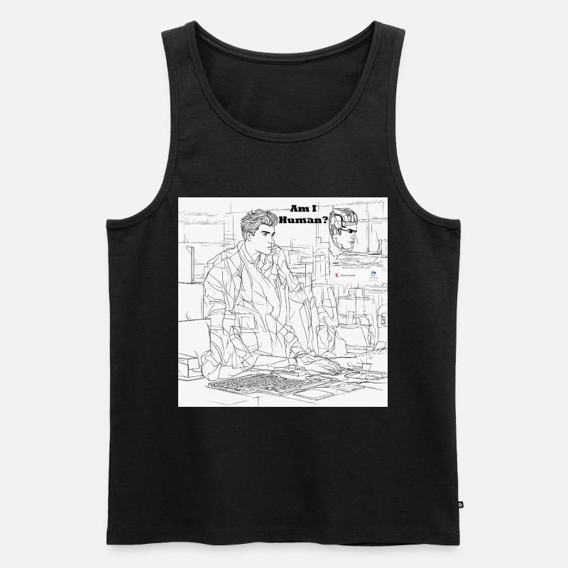 Mensch oder Roboter - Männer Premium Bio Tank Top - Schwarz