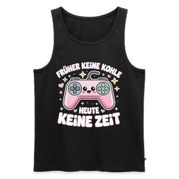 Motif de slogan rétro GamePad Design - Débardeur bio Premium Homme - noir - Devant - AI Model Male 178 light (178cm)