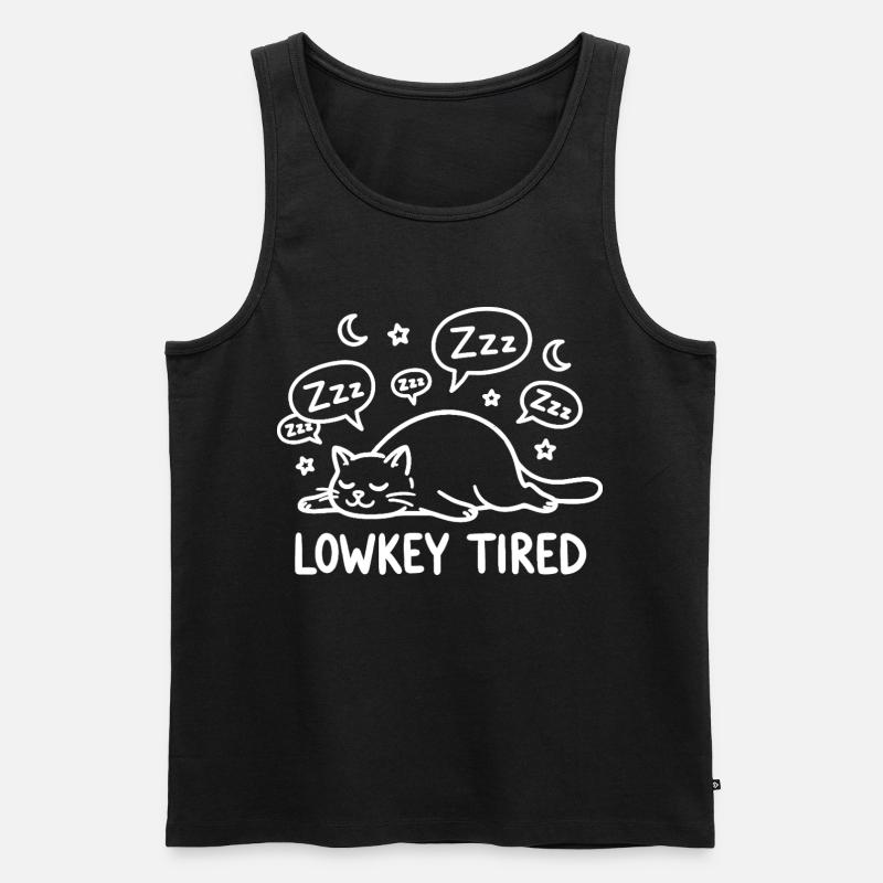 Lowkey Tired Sleeping Cat - Men's Premium Organic Tank Top - black
