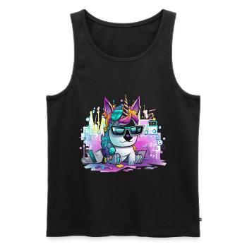 Techicorn Neon Unicorn - Men's Premium Organic Tank Top - black - Front - Michal (187cm)