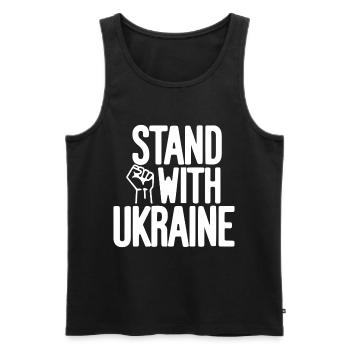 Stand With Ukraine Solidarity - Men's Premium Organic Tank Top - black - Front - Michal (187cm)