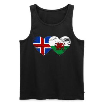 Iceland Wales flag heart used - Men's Premium Organic Tank Top - black - Front - Michal (187cm)