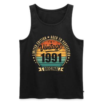 Limitierte Jubiläumsausgabe von 1991 - Männer Premium Bio Tank Top - Schwarz - Vorne - AI Model Male 178 light (178cm)