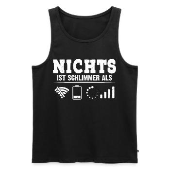 Coder NICHTS IST SCHLIMMER ALS LUSTIG - Männer Premium Bio Tank Top - Schwarz - Vorne - AI Model Male 178 light (178cm)