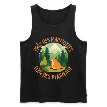 Alpine Marmot in the Forest - Men's Premium Organic Tank Top - black - Front - AI Model Male 178 light (178cm)