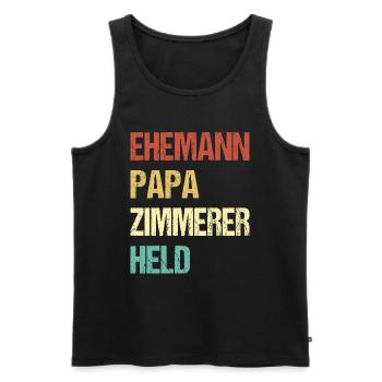 Zimmerer Papa - Männer Premium Bio Tank Top - Schwarz - Vorne - Michal (187cm)