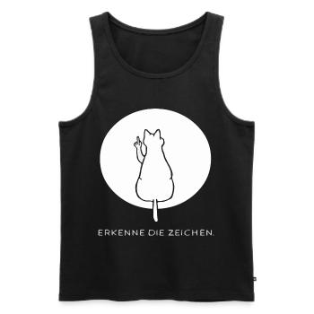 Chat chats chaton chat doigt d’honneur - Débardeur bio Premium Homme - noir - Devant - AI Model Male 178 light (178cm)