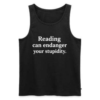 Lesen kann deine Dummheit gefährden - Männer Premium Bio Tank Top - Schwarz - Vorne - AI Model Male 178 light (178cm)