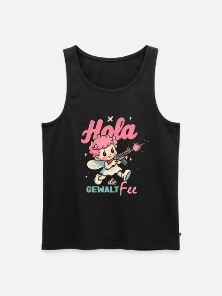 Hallo Gewaltfee - Pinker Engel mit Waffe - Männer Premium Bio Tank Top - Schwarz