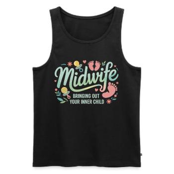 Midwife Inner Child Bloom - Men's Premium Organic Tank Top - black - Front - AI Model Male 178 light (178cm)