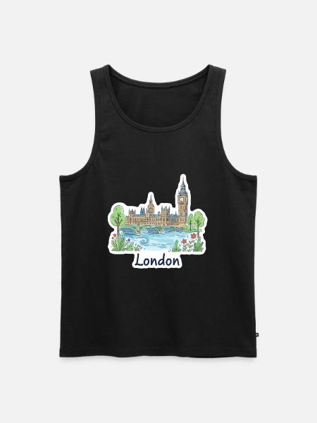 London Skyline Big Ben Parliament Bridge Art - Men's Premium Organic Tank Top - black