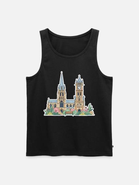 Leicester Skyline Clock Tower Cathedral Sticker - Men's Premium Organic Tank Top - black