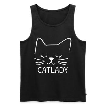 Katze Catlady Silhouette Umriss Lineart Kunst - Männer Premium Bio Tank Top - Schwarz - Vorne - AI Model Male 178 light (178cm)
