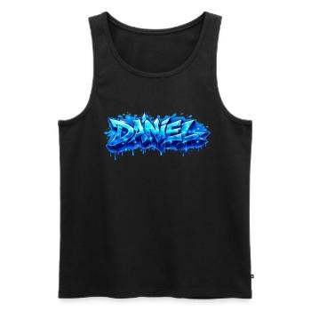 Graffiti  DANIEL Prénom cadeau idéal imprimable  - Débardeur bio Premium Homme - noir - Devant - AI Model Male 178 light (178cm)