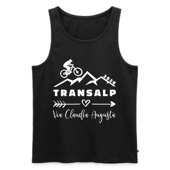 Transalp 2026 - Fahrrad MTB -  Via Claudia Augusta - Männer Premium Bio Tank Top - Schwarz - Vorne - AI Model Male 178 light (178cm)
