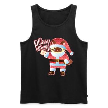 Art du chat du Père Noël de Miaous, Purrmas - Débardeur bio Premium Homme - noir - Devant - AI Model Male 178 light (178cm)