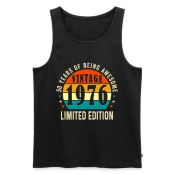 Vintage 1976 Limited Edition 50 Year Old Gift - Men's Premium Organic Tank Top - black - Front - AI Model Male 178 light (178cm)