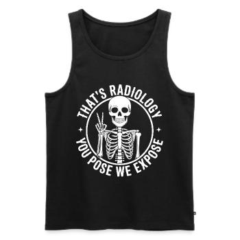 Skeletal Pose Radiology Humor - Men's Premium Organic Tank Top - black - Front - AI Model Male 178 light (178cm)