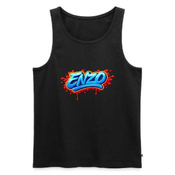 GRAFFITI NAME ENZO  FOR  PERFECT GIFT PRINTABLE - Débardeur bio Premium Homme - noir - Devant - AI Model Male 178 light (178cm)