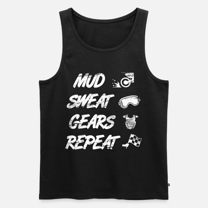 Mud Sweat Gears Repeat - Männer Premium Bio Tank Top - Schwarz
