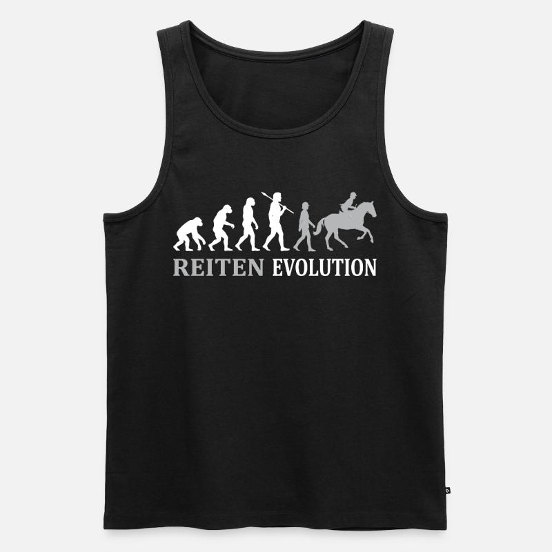 Évolution équestre – Du singe au cavalier - Débardeur bio Premium Homme - noir