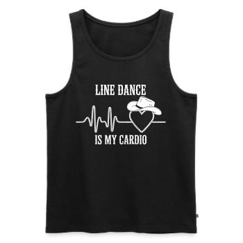 Line Dance Cardio Herz Logo - Männer Premium Bio Tank Top - Schwarz - Vorne - AI Model Male 178 light (178cm)