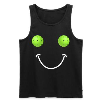 Pickleball Happy Face - Männer Premium Bio Tank Top - Schwarz - Vorne - Michal (187cm)
