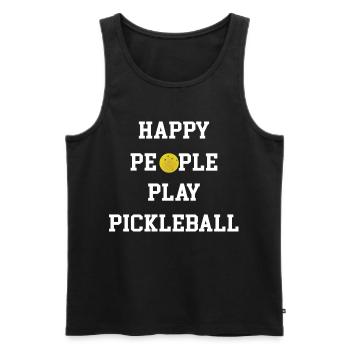 Des gens heureux jouent au pickleball - Débardeur bio Premium Homme - noir - Devant - Michal (187cm)