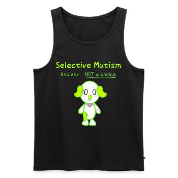 KawaiiDOGGOS – Clover "Selektiver Mutismus"-Druck - Männer Premium Bio Tank Top - Schwarz - Vorne - AI Model Male 178 light (178cm)