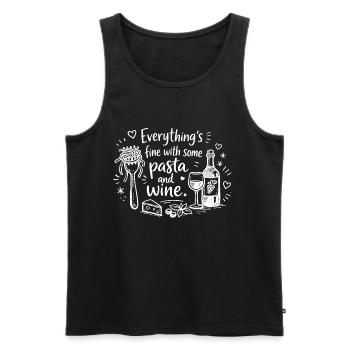 Everything's Fine With Pasta And Wine - Men's Premium Organic Tank Top - black - Front - Michal (187cm)