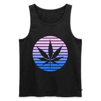 Cannabis Hanfblatt Retro Sunset Vintage Stil - Männer Premium Bio Tank Top - Schwarz - Vorne - AI Model Male 178 light (178cm)