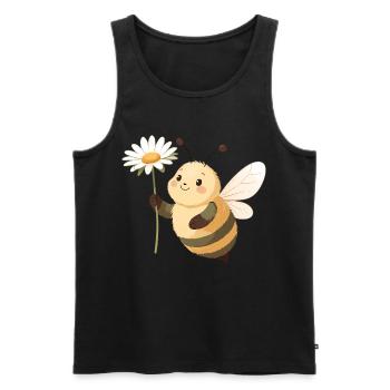 Flower Bee Happy Flower - Men's Premium Organic Tank Top - black - Front - AI Model Male 178 light (178cm)