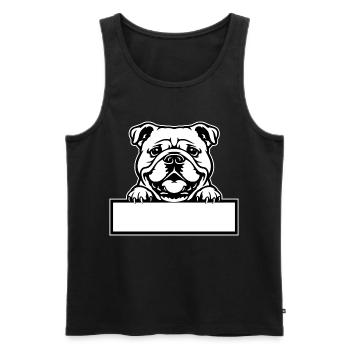 Insigne nominatif Bulldog - Débardeur bio Premium Homme - noir - Devant - AI Model Male 178 light (178cm)