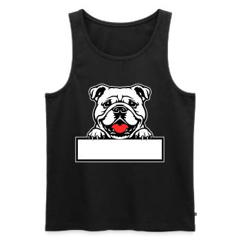 Insigne nominatif Bulldog - Débardeur bio Premium Homme - noir - Devant - AI Model Male 178 light (178cm)