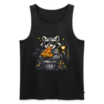 Pizza au raton laveur mignon, animaux sauvages drôles - Débardeur bio Premium Homme - noir - Devant - Michal (187cm)