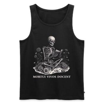 Rechtsmedizin Spruch Pathologe Mortui Vivos Docent - Männer Premium Bio Tank Top - Schwarz - Vorne - AI Model Male 178 light (178cm)