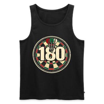 Joueur de fléchettes rétro 180 Dart Dart - Débardeur bio Premium Homme - noir - Devant - Michal (187cm)
