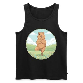 Zen Capybara Yoga Pose Achtsamkeitskunst - Männer Premium Bio Tank Top - Schwarz - Vorne - AI Model Male 178 light (178cm)