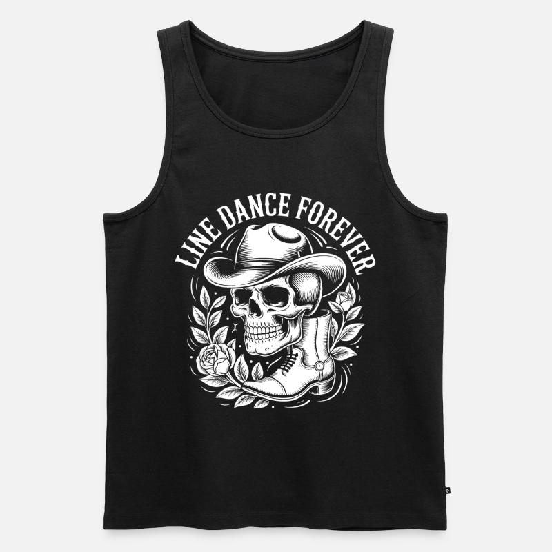 Line Dance Totenkopf Western - Männer Premium Bio Tank Top - Schwarz