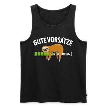 Faultier | Anti gute Vorsätze, Chillen - Männer Premium Bio Tank Top - Schwarz - Vorne - AI Model Male 178 light (178cm)