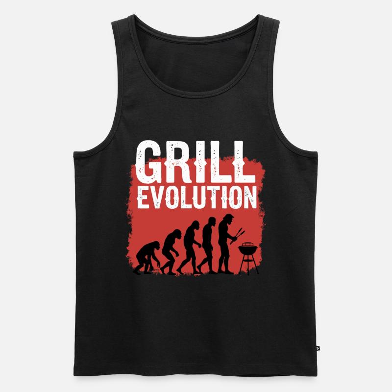 Grill Evolution Lustiger Grillmeister Spruch - Männer Premium Bio Tank Top - Schwarz