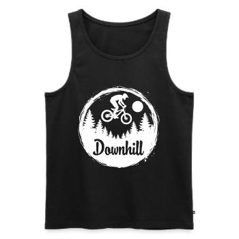 Downhill Mountain Bike Adventure in the Forest - Men's Premium Organic Tank Top - black - Front - AI Model Male 178 light (178cm)