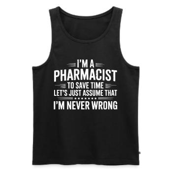 Pharmacist Attitude: Never Wrong - Männer Premium Bio Tank Top - Schwarz - Vorne - AI Model Male 178 light (178cm)