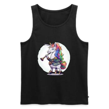 Buntes Einhorn mit Trompete - Männer Premium Bio Tank Top - Schwarz - Vorne - AI Model Male 178 light (178cm)